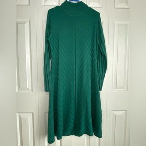 Women's Sara Morgan Sweater Dress Long Sleeve Midi Sheath Mock Neck Green Sz M